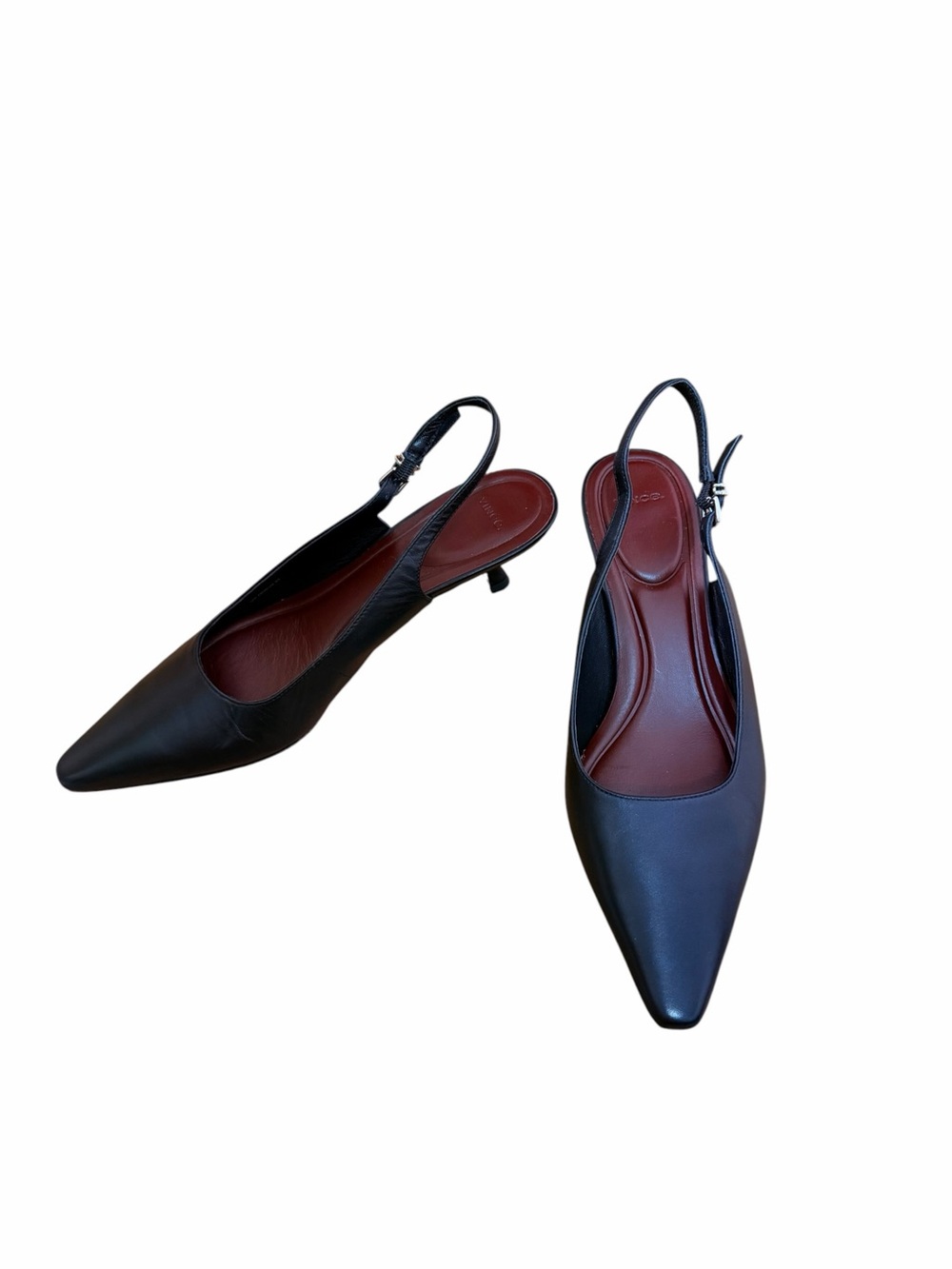 Vince Sabra Black Leather Kitten Slingback Pumps Size 7 NWT